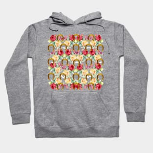 Pattern. Roses and Gold Horseshoes Hoodie